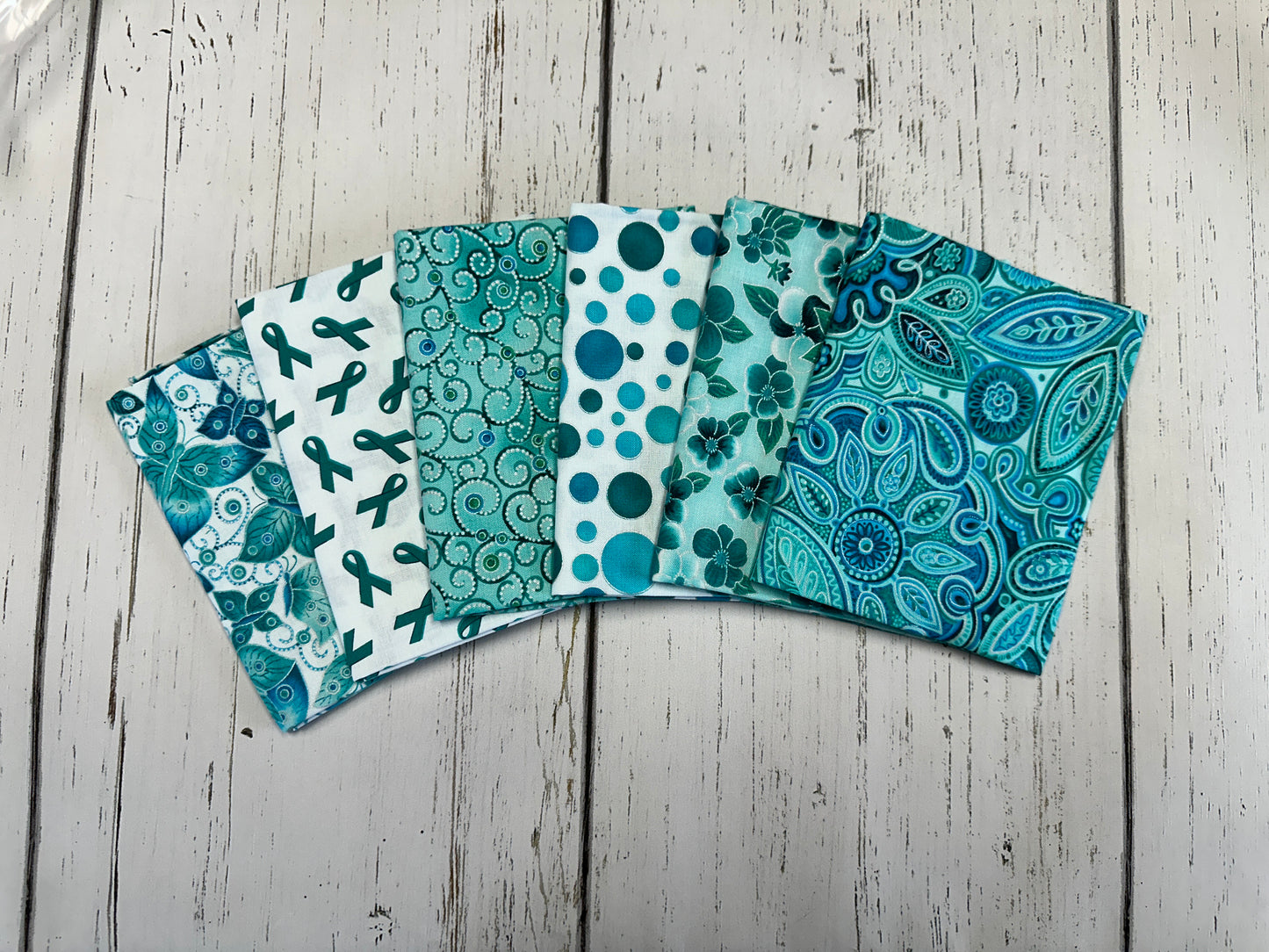 Ovarian Cancer Inspiration Collection Fat Quarter Bundle of 6 Prints Cotton Woven Fabric