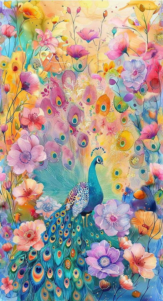 PREORDER ITEM EXPECTED JANUARY 2026: Wild Beauty 24” Panel Peacock Floral CD3960-MULTI Cotton Woven