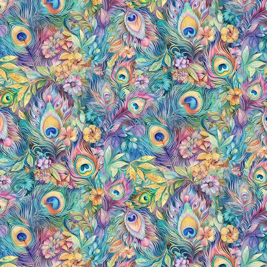 PREORDER ITEM EXPECTED JANUARY 2026: Wild Beauty Fantasy Plumes & Floral PLUME-CD3964 DREAM Cotton Woven