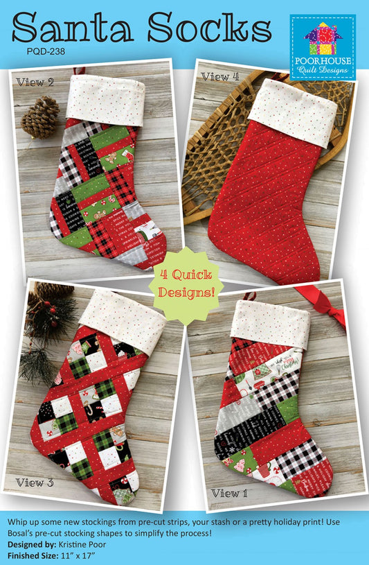 Santa Socks by Poorhouse Quilt Designs Pattern PQD-238