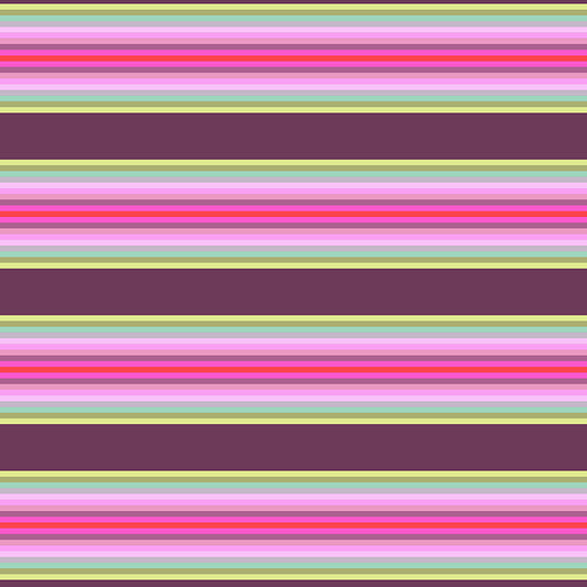 Tula Pink Chipper Tick Tock Stripe Rasberry PWTP082.Raspb Cotton Woven Fabric