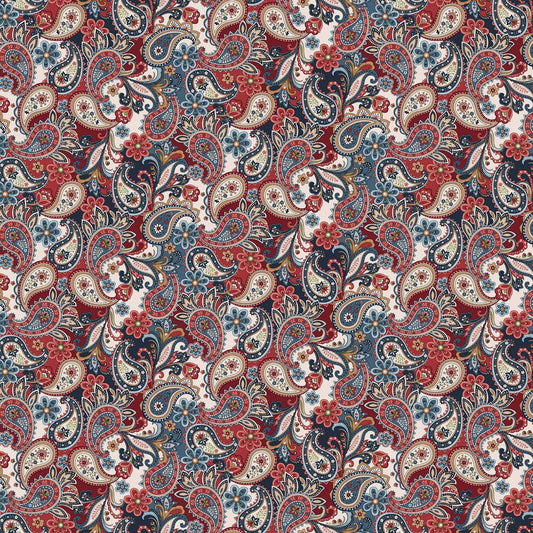Cottonwood Stables by Color Principle Paisley Red    3061-088 Cotton Woven Fabric