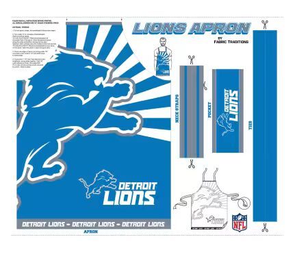 Preorder Dec 2026: NFL Detroit Lions Apron Panels 70686-D