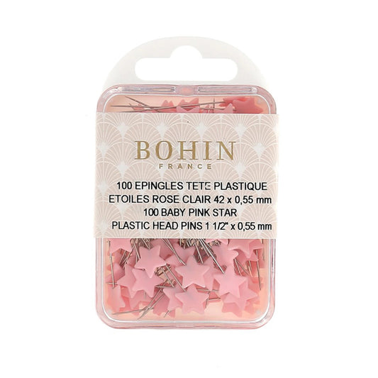 Plastic Head Pins  1-1/2in Light Pink Star 100ct  26707B