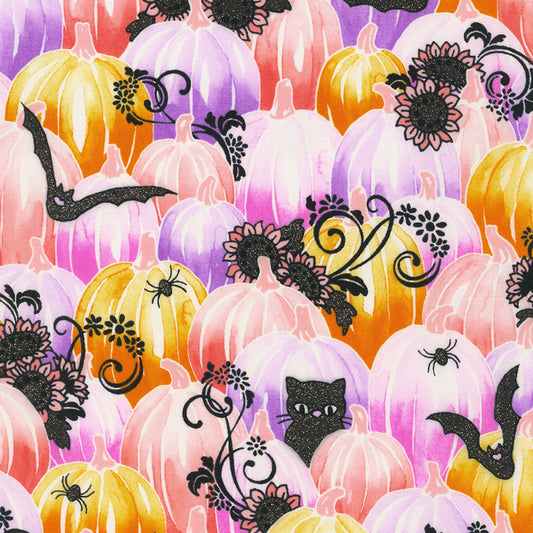 Bat-tastic by Vanessa Lillrose & Linda Fitch Pumpkins Gumdrop w/Glitter    WELM21705419 Cotton Woven Fabric