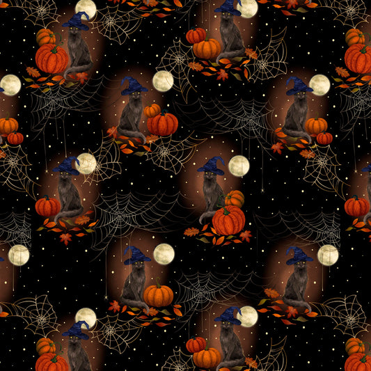 Preorder June 2026: Harvest Haunt Black Cats with Witch Hats and Pumpkins Black 4807-99 by Episodic Drawing