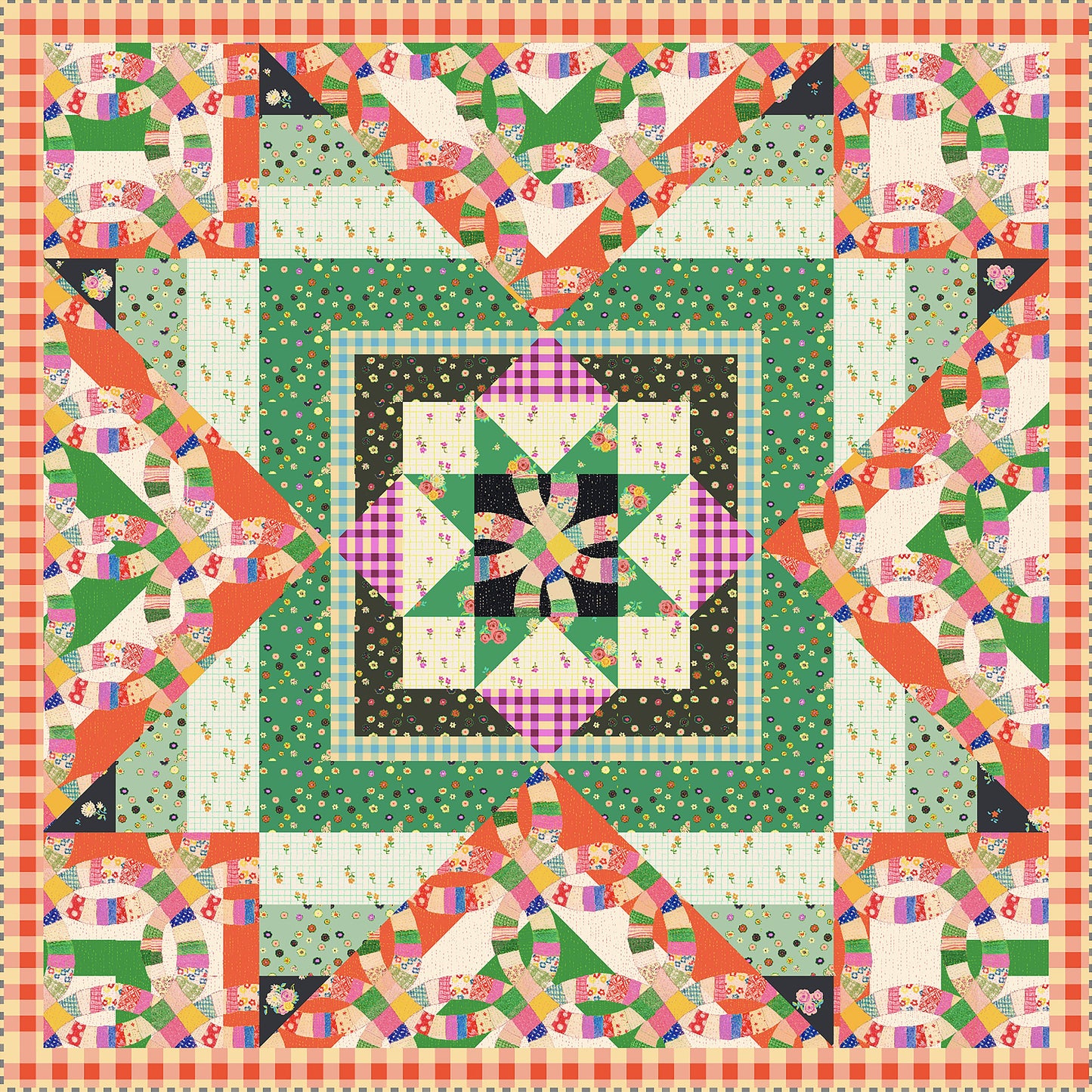 Preorder April 2027: Barn Star Quilt Kit Featuring Boat Race by Heather Ross