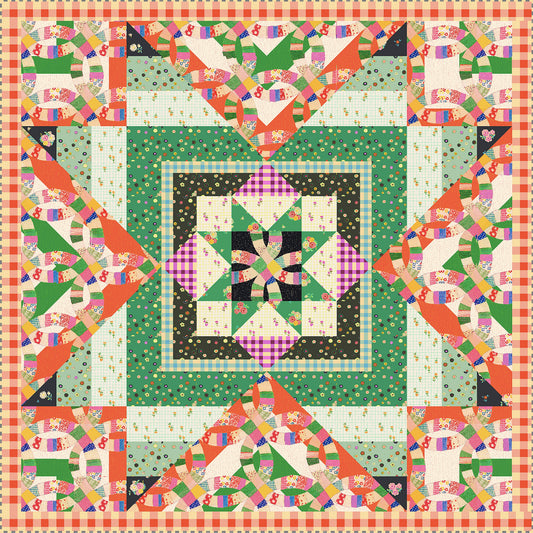 Preorder April 2027: Barn Star Quilt Kit Featuring Boat Race by Heather Ross