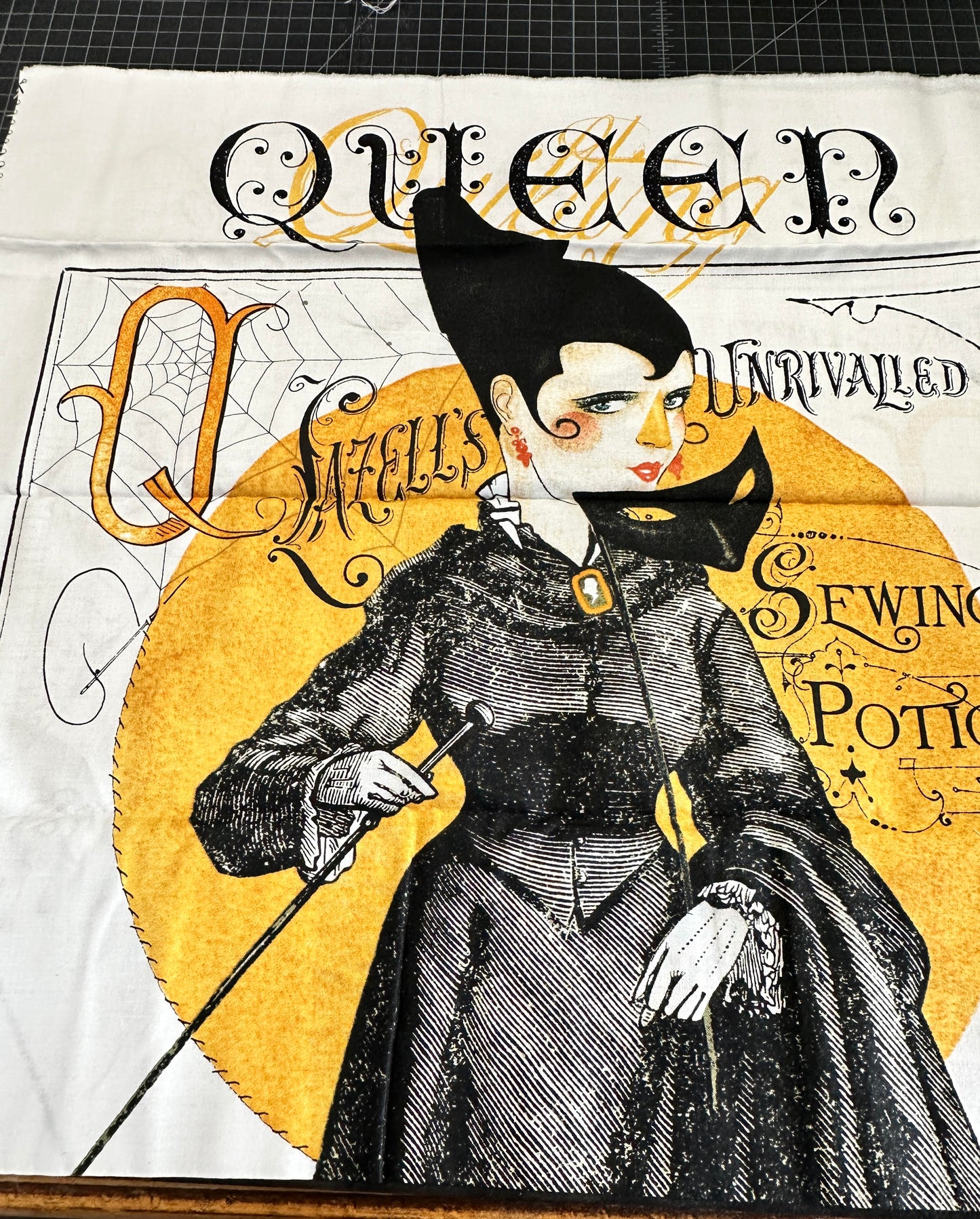 ORIGINAL Queen of We'en by J. Wecker Frisch HARD TO FIND Cotton Woven Panel