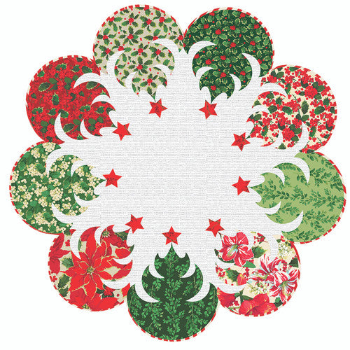 PREORDER ITEM - EXPECTED AUGUST 2024: Trees All Around Table Topper or Tree Skirt Kit featuring Winterberry by Martha Negley KIT2QTMN.TREES Designed by Jenice Belling of Quilted Garden Designs KIT2QTMN.TREES Kit