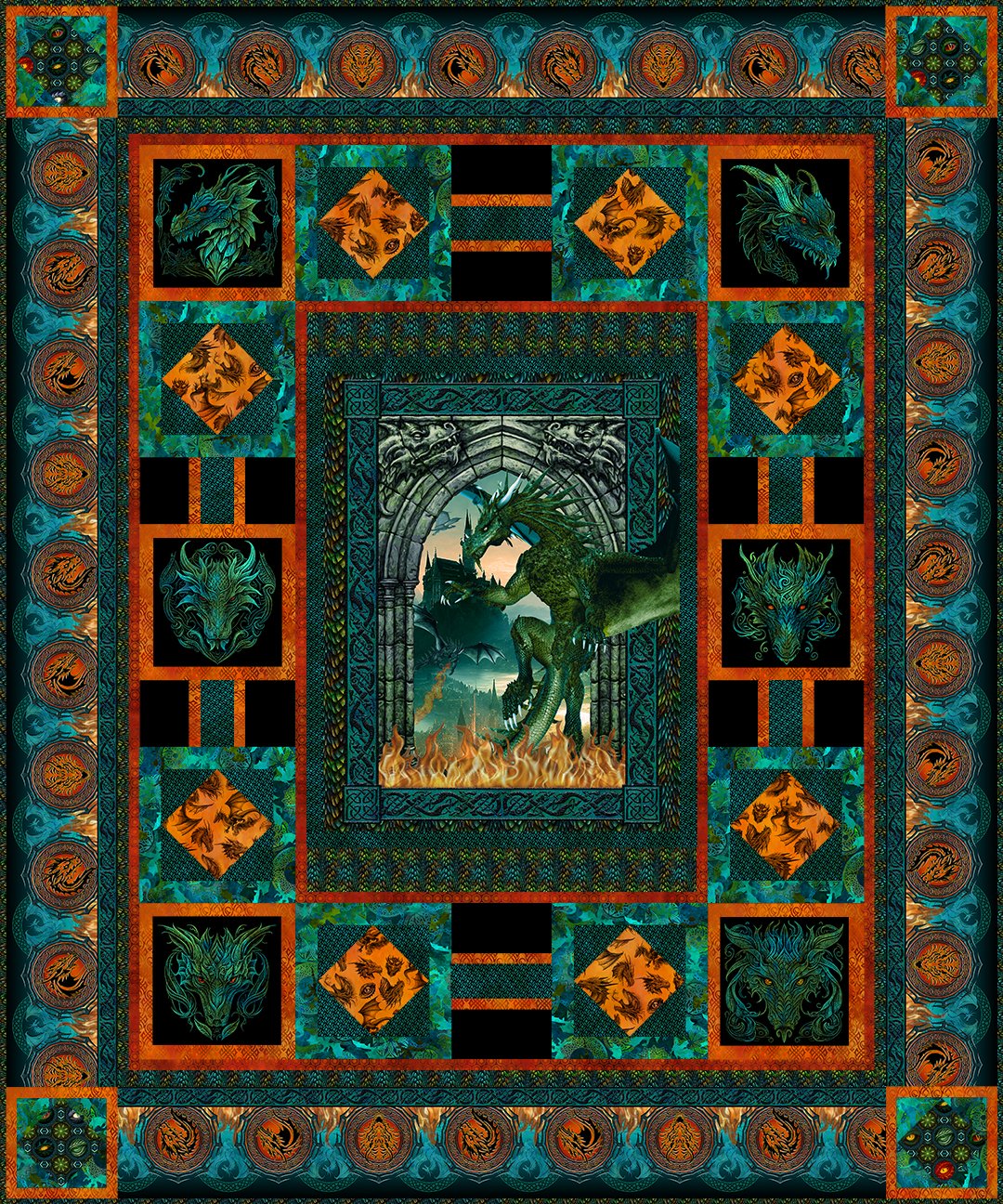 PREORDER ITEM - EXPECTED MARCH 2025: Dragons Emerald Reign Quilt Pattern