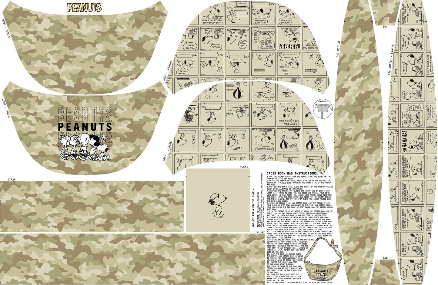 Preorder Feb 2027: Peanuts Beach Vibes Cross Body Canvas Bag Panel White Multi P1042-10