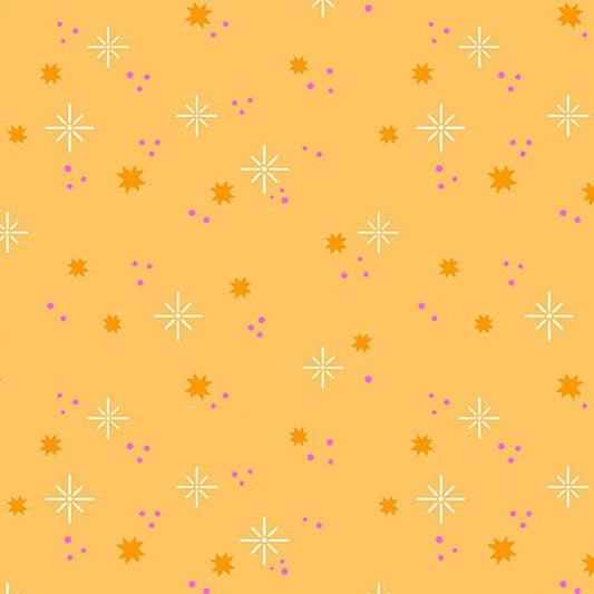 PREORDER ITEM-EXPECTED MARCH 2026: Ghostly Garden by K P Creates Stardust Orange A-10201-O Cotton Woven Fabric