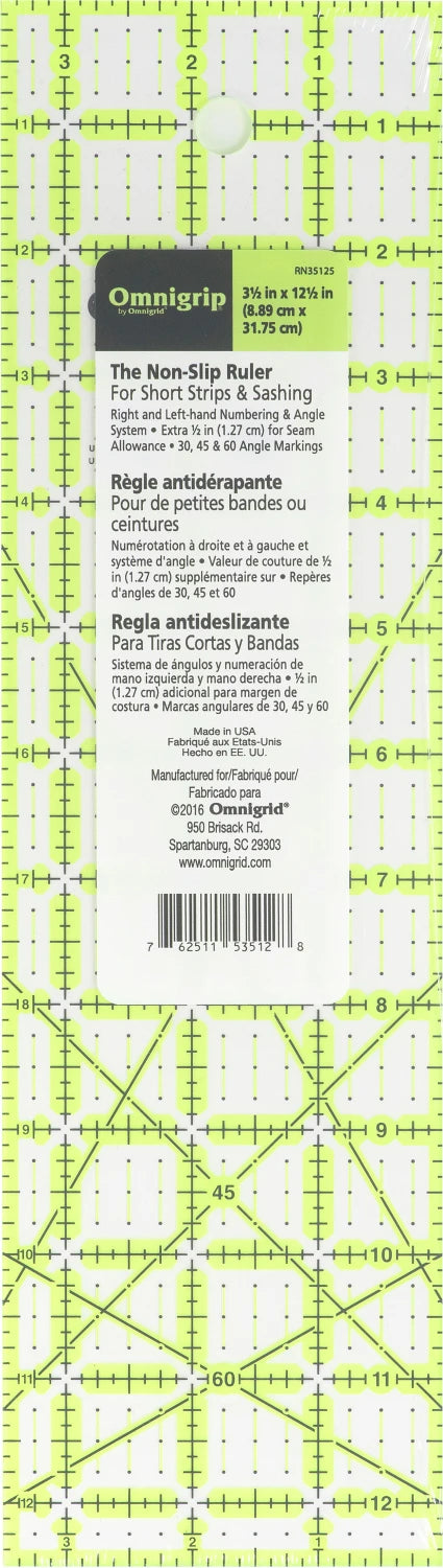 Omnigrid Omnigrip 3.5" x 12.5" Ruler RN35125