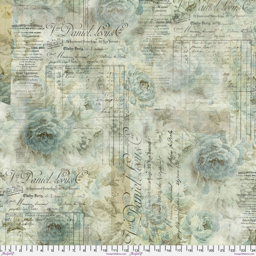 Eclectic Elements by Tim Holtz 108" Wideback Digital Receipt Aqua QBTH010.AQUA 100% Cotton Quilt Backing  Woven Wideback