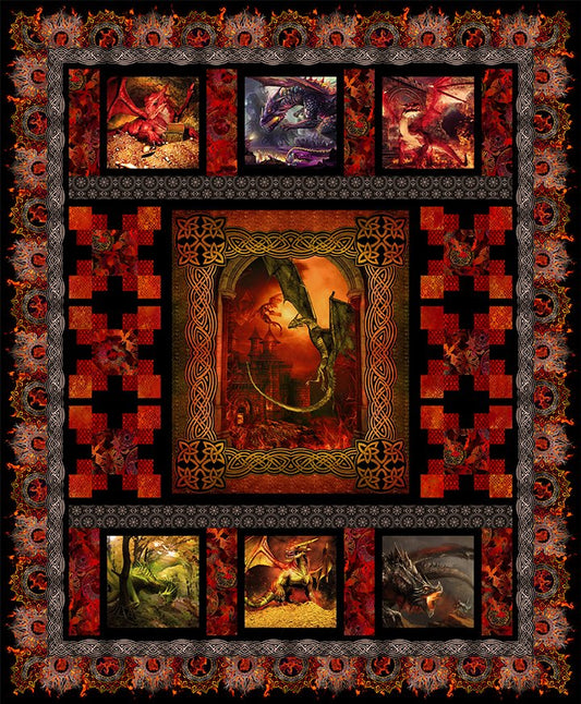 Dragons Red Quilt Kit Finished size 761⁄2" x 921⁄2” USA Shipping included in price