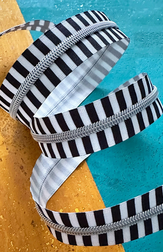 Wide Black Stripe Zipper Tape With Nickel Teeth SASSKIT-17T