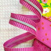 Wide Pink Stripe Zipper Tape with Nickel Teeth SASSZIP-PINK