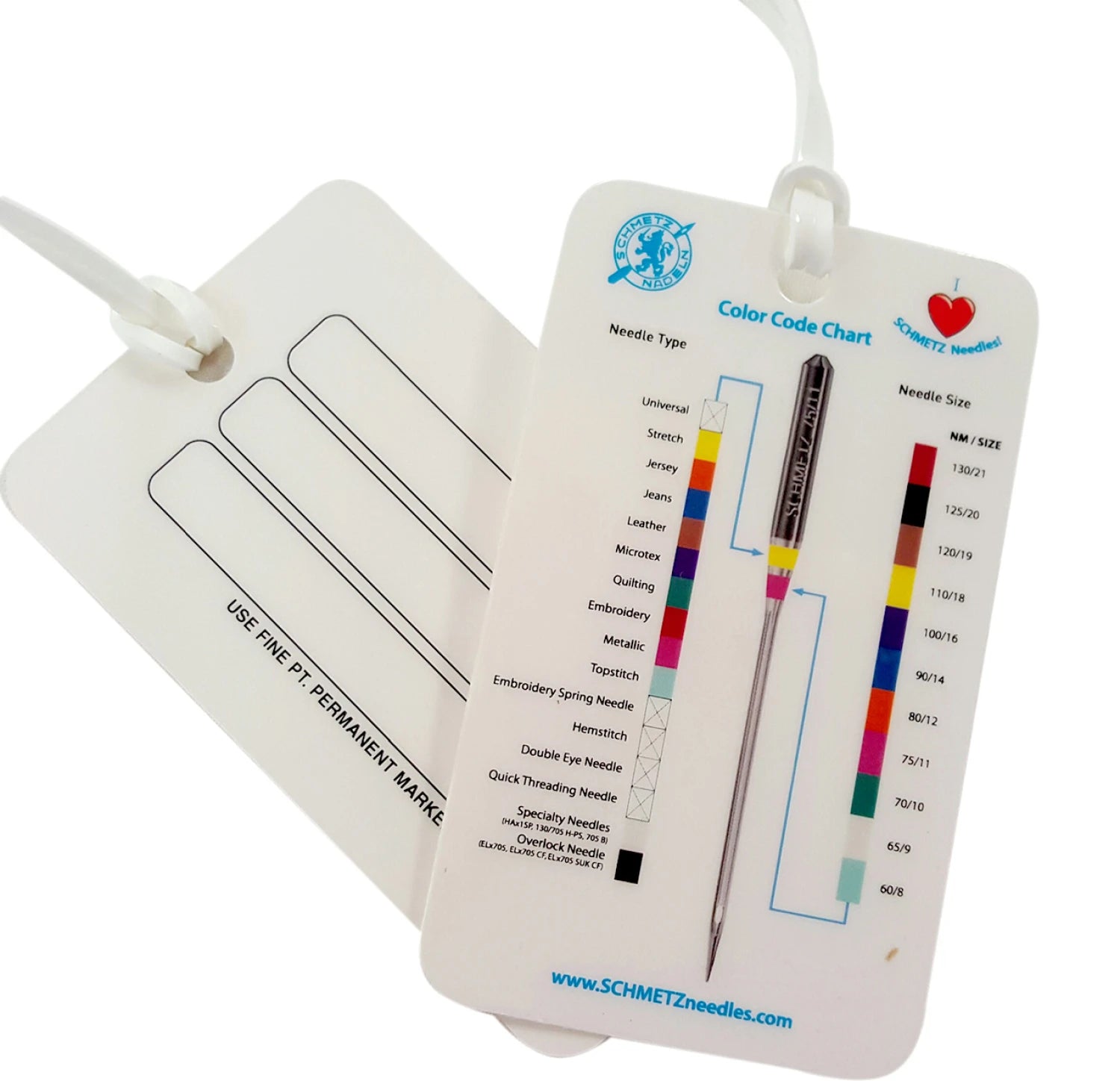 Schmetz Needles Color-Coded Chart Luggage Tag – The Fabric Candy Shoppe