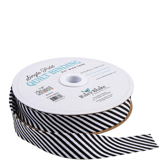 Single Fold Quilt Binding 1/8" Stripe Black STSFB-48802