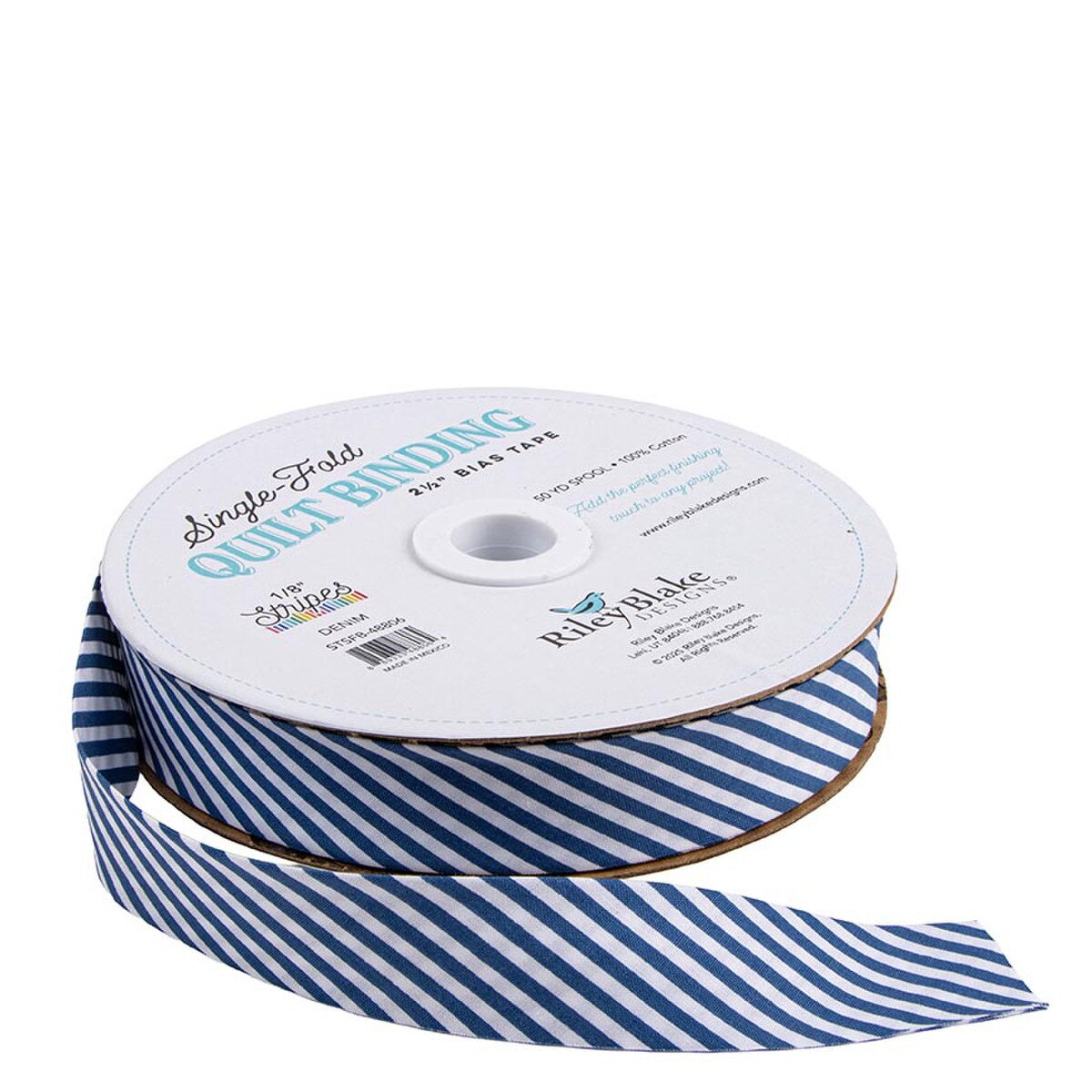 Single Fold Quilt Binding 1/8" Stripe Denim STSFB-48806