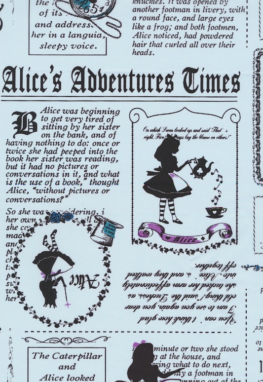 Last Piece 1 yard 28 inches Alice's Adventures, A Girl's Story by Koko Seki Alice in Wonderland  Lt. Blue Nylon Oxford  40746-70