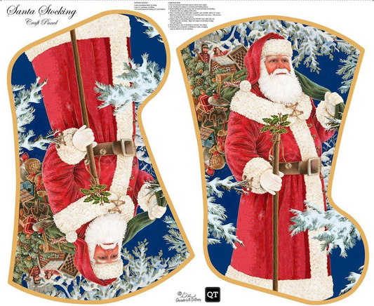 Sew and Go 36" Panel Metallic Santa Stocking Cotton Woven Panel