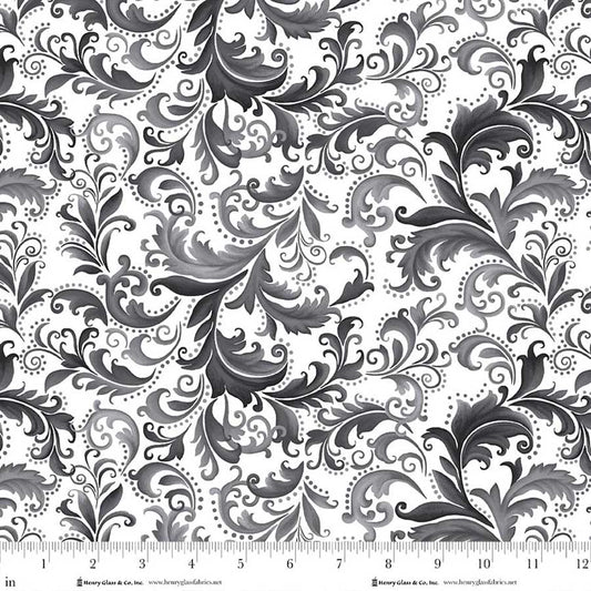 PREORDER ITEM - EXPECTED APRIL 2026: Scarlet's Treasure by Color Principle Scrolls White/Black    3643-19 Cotton Woven Fabric