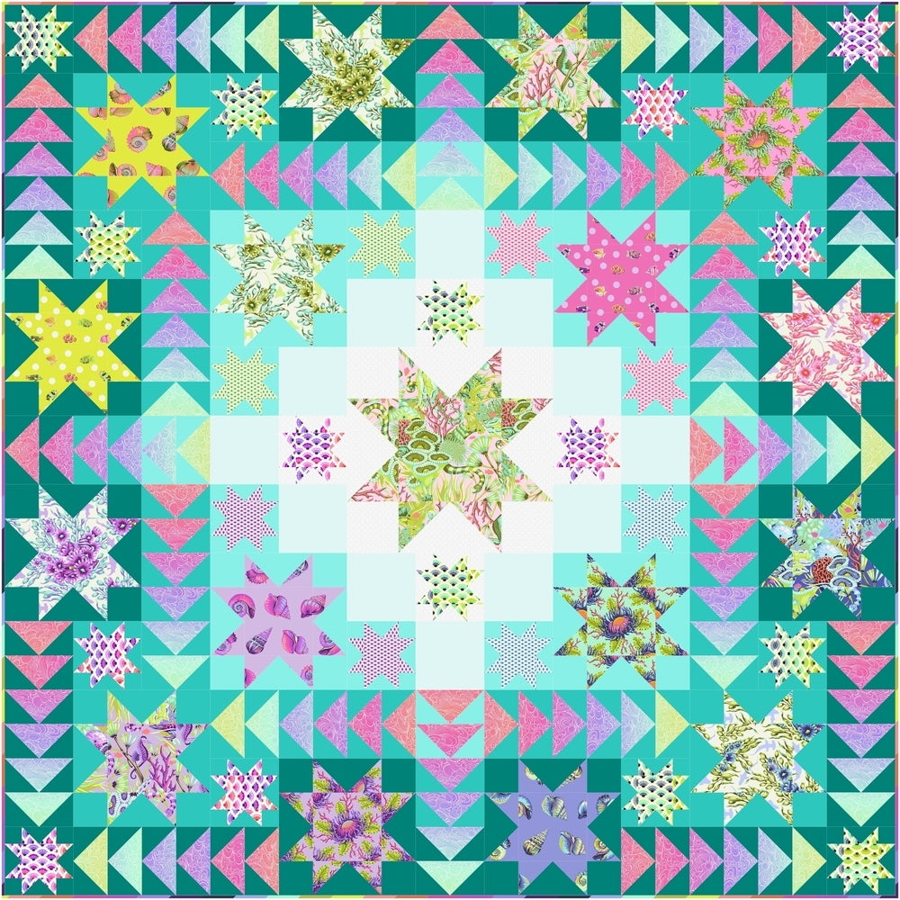 Preorder May 2026: Floral Reef Tula Pink Sea Stars Quilt Kit Designed by Stacey Day