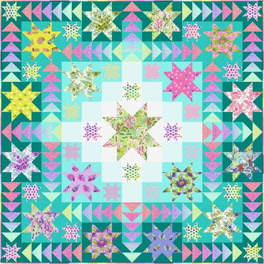 Preorder May 2026: Floral Reef Tula Pink Sea Stars Quilt Kit Designed by Stacey Day