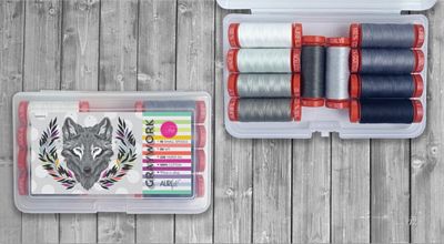 PREORDER ITEM EXPECTED IN OCTOBER 2025: Tula Pink Graywork Thread Small Spool Set of 10 Colors 100% Cotton 50 wt  TP50GW12
