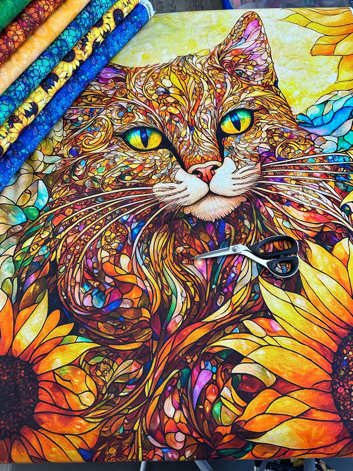 Sonny in the Sunflowers by Peggy Collins Collection 36" Panel Sonny in the Sunflowers    16240204P.01 Cotton Woven Panel