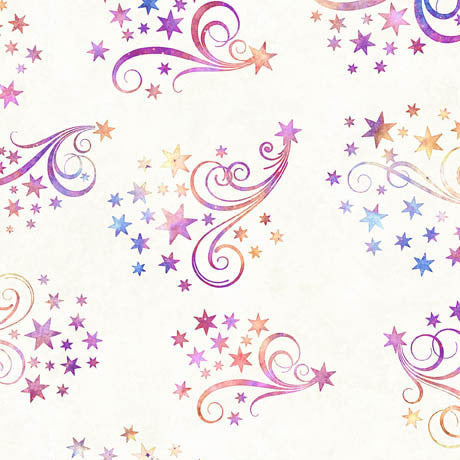 PREORDER ITEM - EXPECTED IN AUGUST 2024: Lil' Wizards by Morris Creative Group Star & Scroll Cream  30554EMINK Minky Fabric