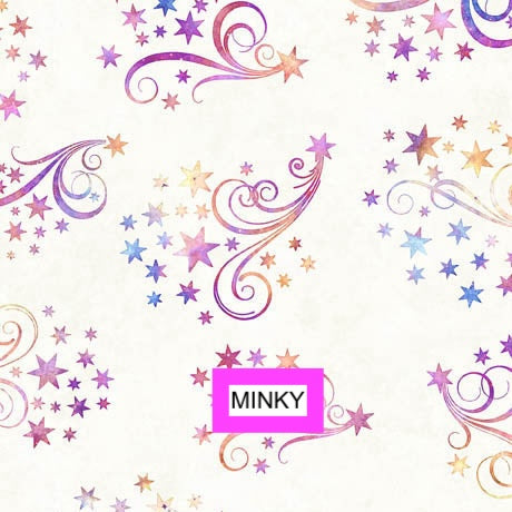 PREORDER ITEM - EXPECTED IN AUGUST 2024: Lil' Wizards by Morris Creative Group Star & Scroll Cream  30554EMINK Minky Fabric
