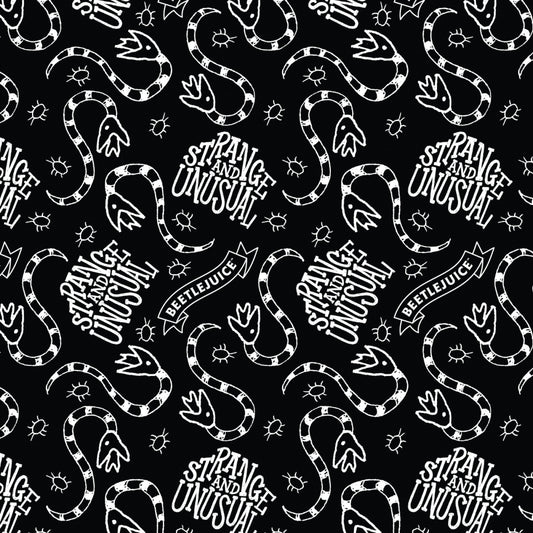 PREORDER ITEM EXPECTED IN JUNE: Licensed Beetlejuice Collection II Strange Creatures Black/White    23340116-01 Cotton Woven Fabric