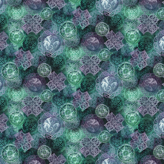 PREORDER ITEM-EXPECTED FEBRUARY 2026: Mystic Dragon by Jody Bergsma Elemental Magic DDC12583 Jade Cotton Woven Fabric