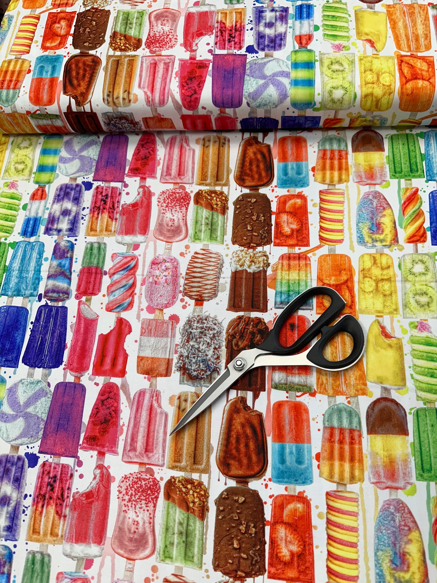 Sweet Tooth 3 Popsicles by Lars Stewart  RAINBOW   ANPD-23203-263 Cotton Woven Fabric