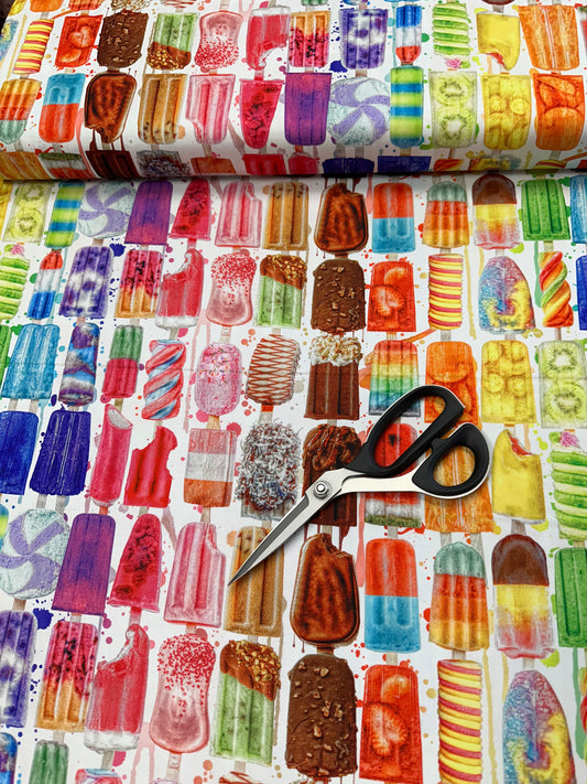 Sweet Tooth 3 Popsicles by Lars Stewart  RAINBOW   ANPD-23203-263 Cotton Woven Fabric