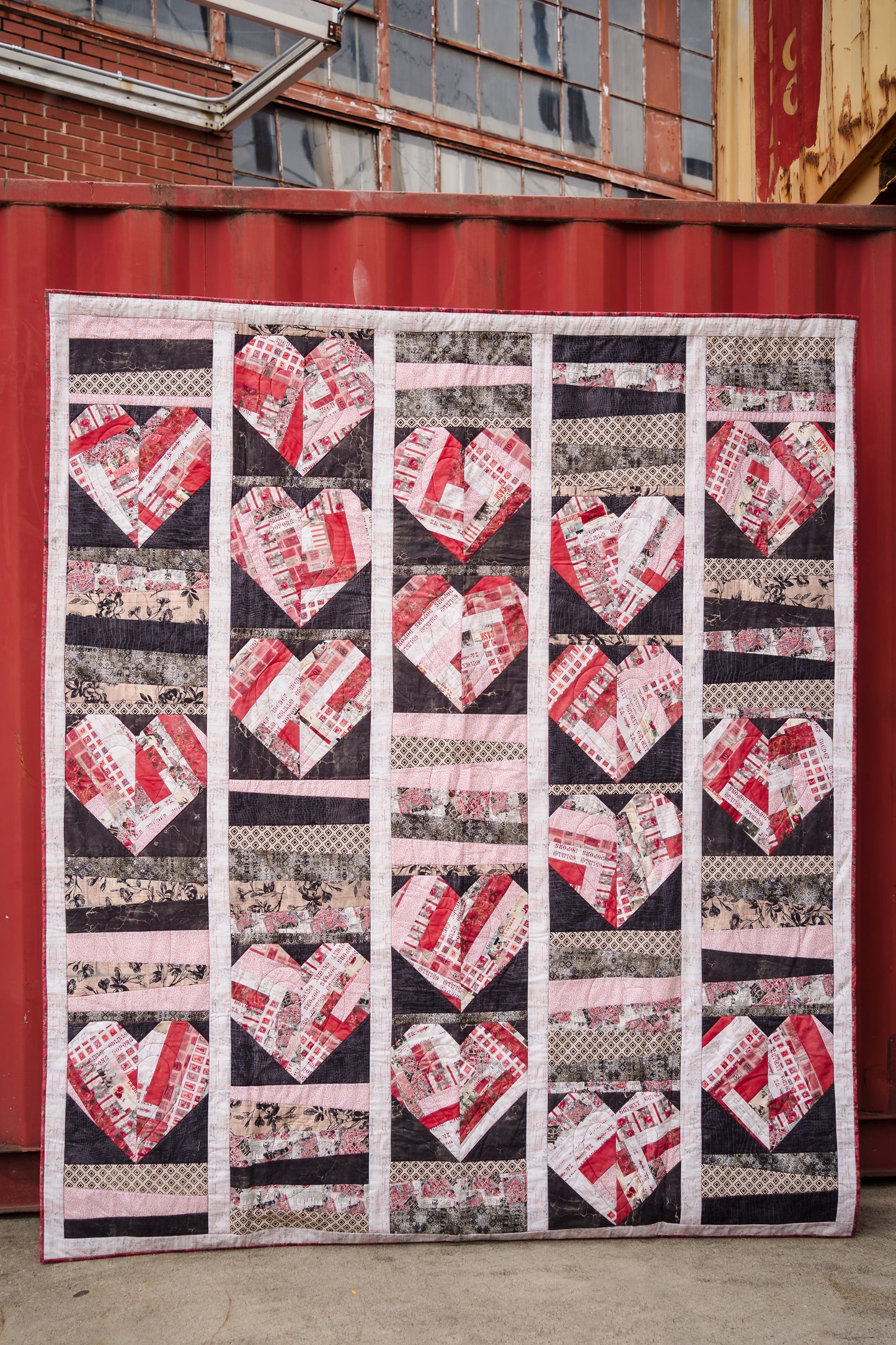 Digital Download Country Hearts by Kerri Thomson Quilt Featuring Red Palette by Tim Holtz