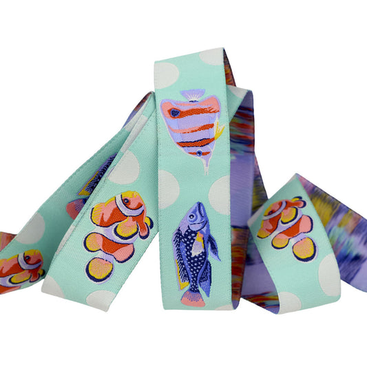 Preorder May 2026: Floral Reef School Crossing Marine 1" Ribbon by Tula Pink