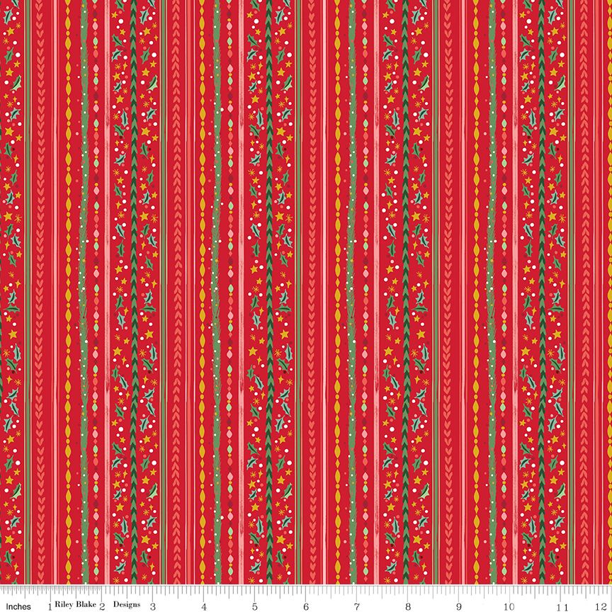 Preorder May 2027: Carol Winterberry Stripes Red Sparkle SC19055-RED by Jill Howarth