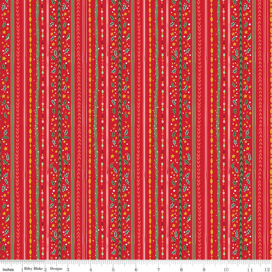 Preorder May 2027: Carol Winterberry Stripes Red Sparkle SC19055-RED by Jill Howarth