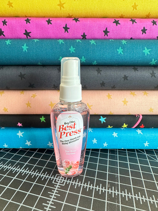 Mary Ellen’s Best Press  Tea Rose Garden Spray Starch Gems 2oz Spray Bottle   80071ME