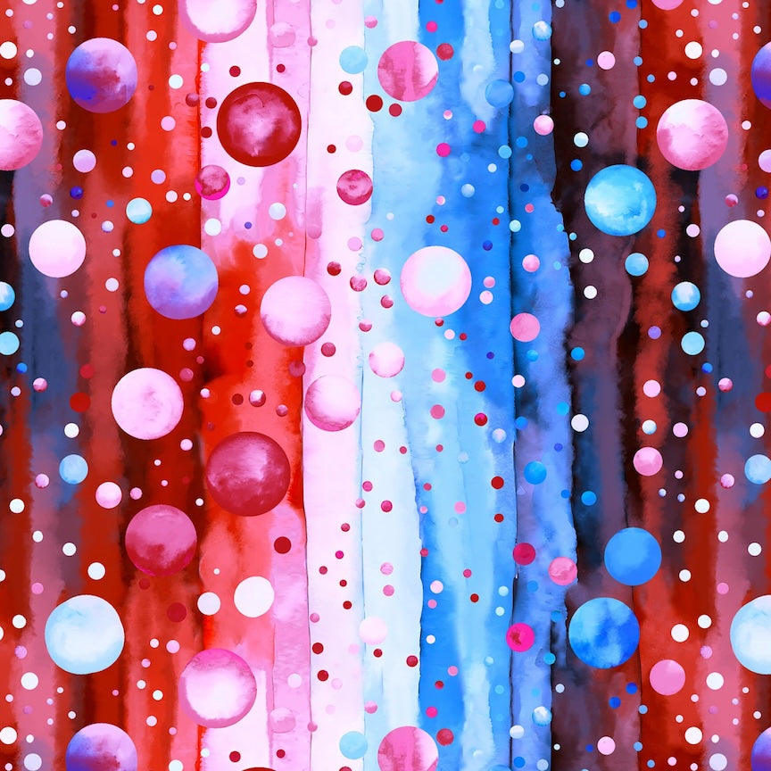 PREORDER ITEM EXPECTED IN JANUARY 2026: Bubble Pops Digital 108" by Tango Twist Texture Red/Blue  108” Wideback   BQ4418-87 Cotton Woven Fabric