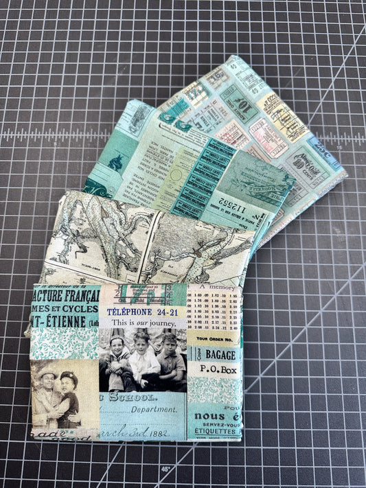 Tim Holtz Eclectic Element Palette Collage Teal    PWTH270.TEAL Cotton Woven Fabric
