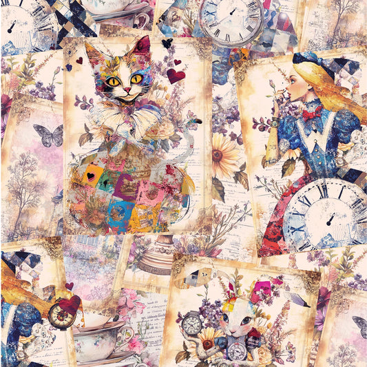 PREORDER ITEM EXPECTED IN DECEMBER 2026: Looking Glass Alice's Dream Collage Multi ERA-CD4021 MULTI Cotton Woven