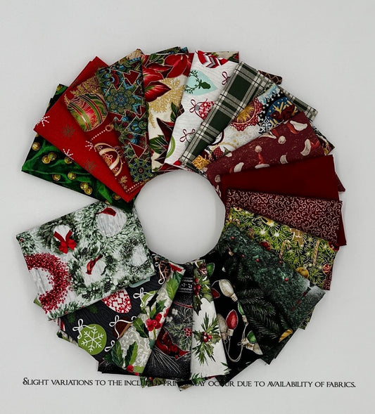 Curated Fat Quarters Tradional Christmas Bundle of 20 - Quilt Shop Quality Cotton Fabric