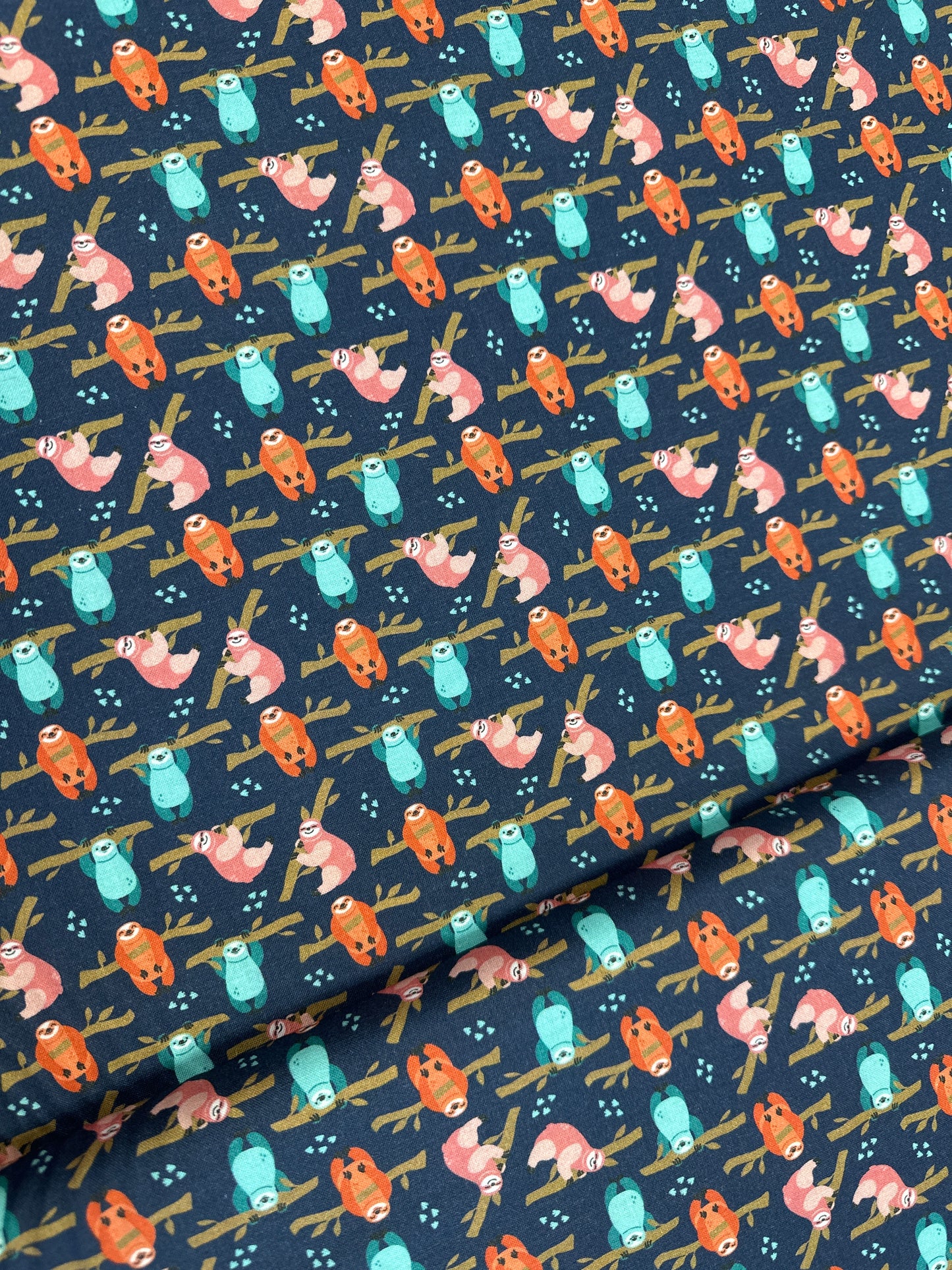 Born to be Mild Tree Sloths Navy 21191801-2 Cotton Woven Fabric