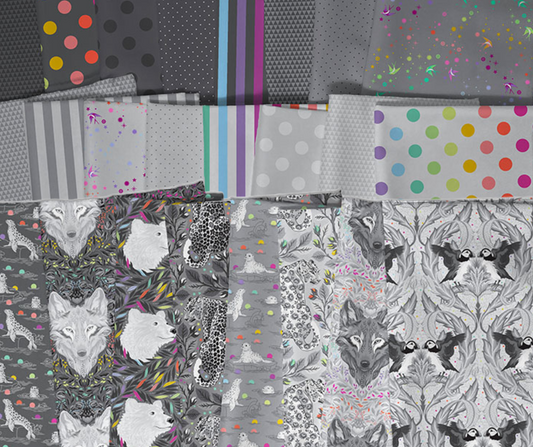 PREORDER ITEM - EXPECTED OCTOBER 2025: Tula Pink Graywork Fat Quarter Bundle of 24 Prints   FB4FQTP.GRAYWORK Bundle
