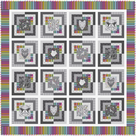 PREORDER ITEM - EXPECTED OCTOBER 2025: Tula Pink Grayworks Quilt Kit Cool Vibrations Quilt Kit Designed by Stacey Day